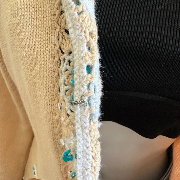 Storybook Knits Vintage Turquoise Crochet Cardigan - Picture 7 of 10